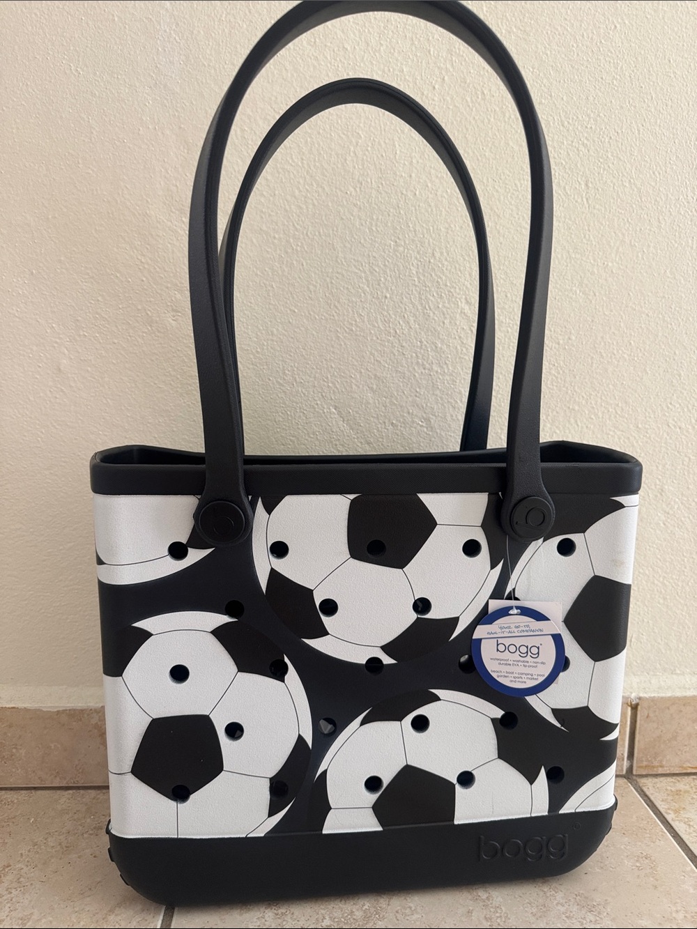 BOGG BAG Black & White Soccer Print Tote